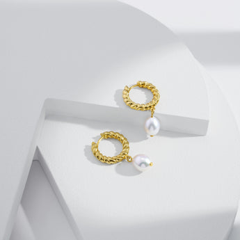 MARIE Twist Hoop with pearls gold