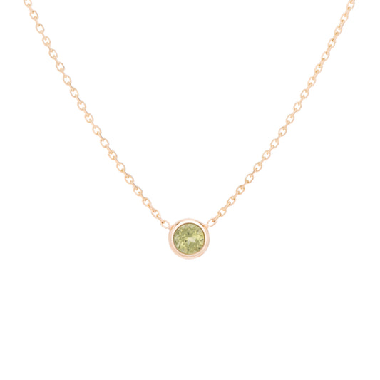 Classic 'yellow-green' variety, Peridot is the birthstone necklace celebrating August.  Consisting of 18k gold chain with extenders to personalise length of necklace/choker. Perfect as an anniversary, birthday or special occasion jewellery present.