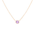 classic birthstone light purple amethyst necklace, celebrating the month of February. Consisting of 18k gold chain with extenders to personalise length of necklace/choker. Perfect as an anniversary, birthday or special occasion jewellery present.