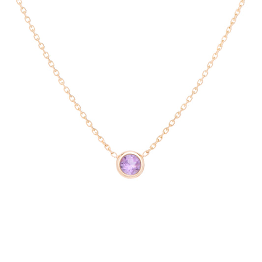 classic birthstone light purple amethyst necklace, celebrating the month of February. Consisting of 18k gold chain with extenders to personalise length of necklace/choker. Perfect as an anniversary, birthday or special occasion jewellery present.