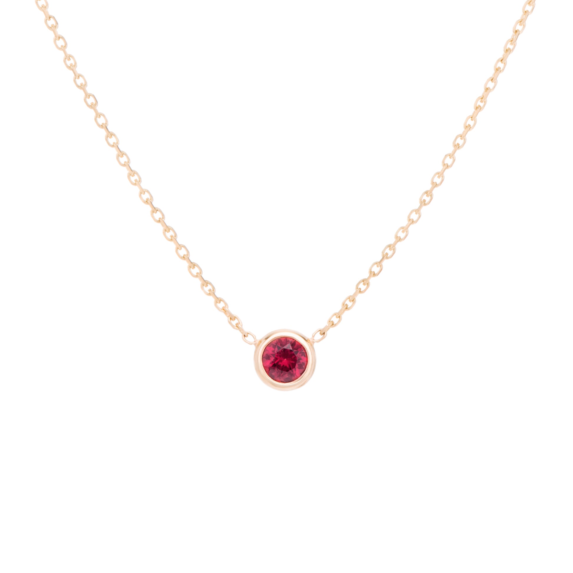 Classic red variety Ruby necklace, celebrating the month of October. Consisting of 18k gold chain with extenders to personalise length of necklace/choker. Perfect as an anniversary, birthday or special occasion jewellery present.