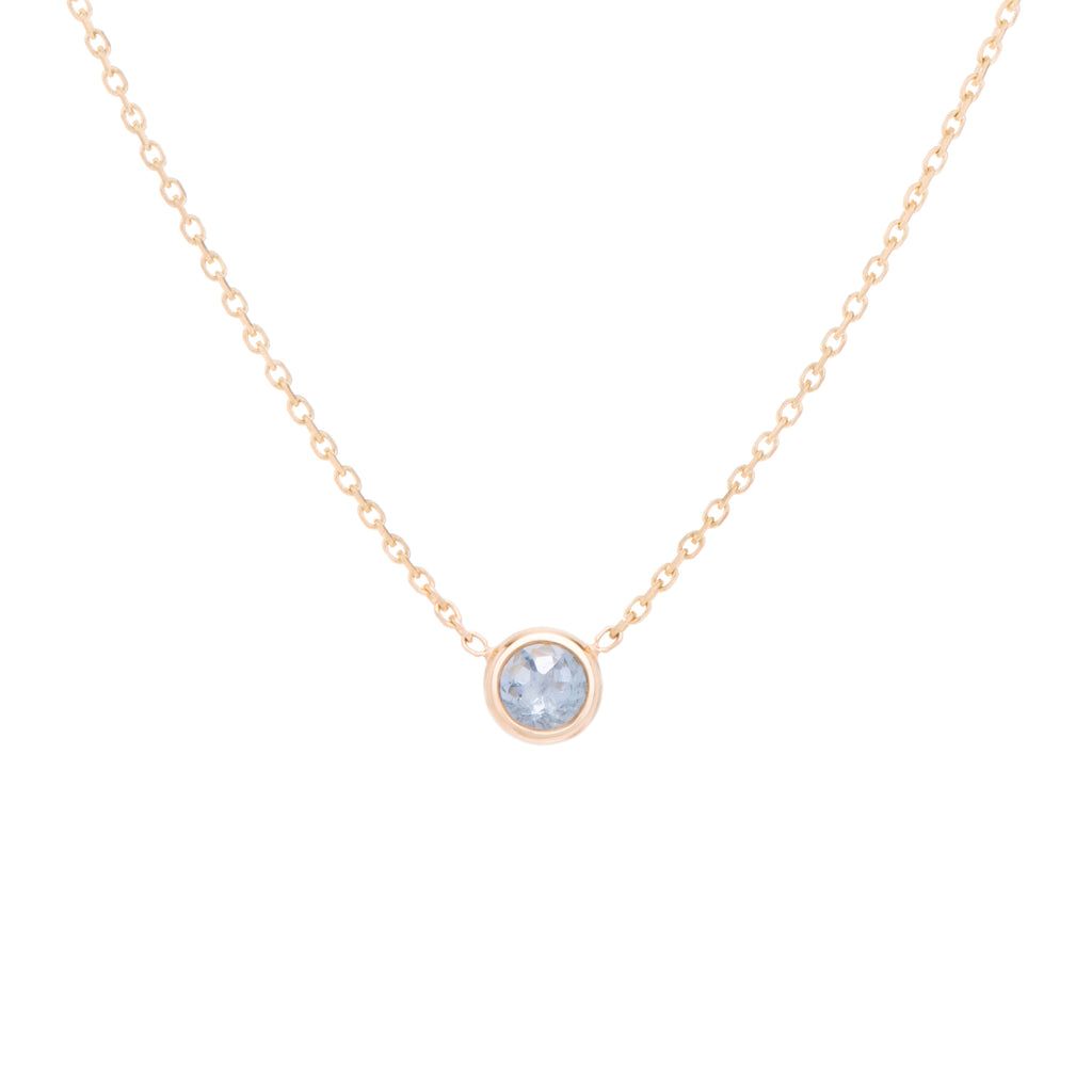 classic birthstone pale teal blue aquamarine necklace, celebrating the month of March. Consisting of 18k gold chain with extenders to personalise length of necklace/choker. Perfect as an anniversary, birthday or special occasion jewellery present.