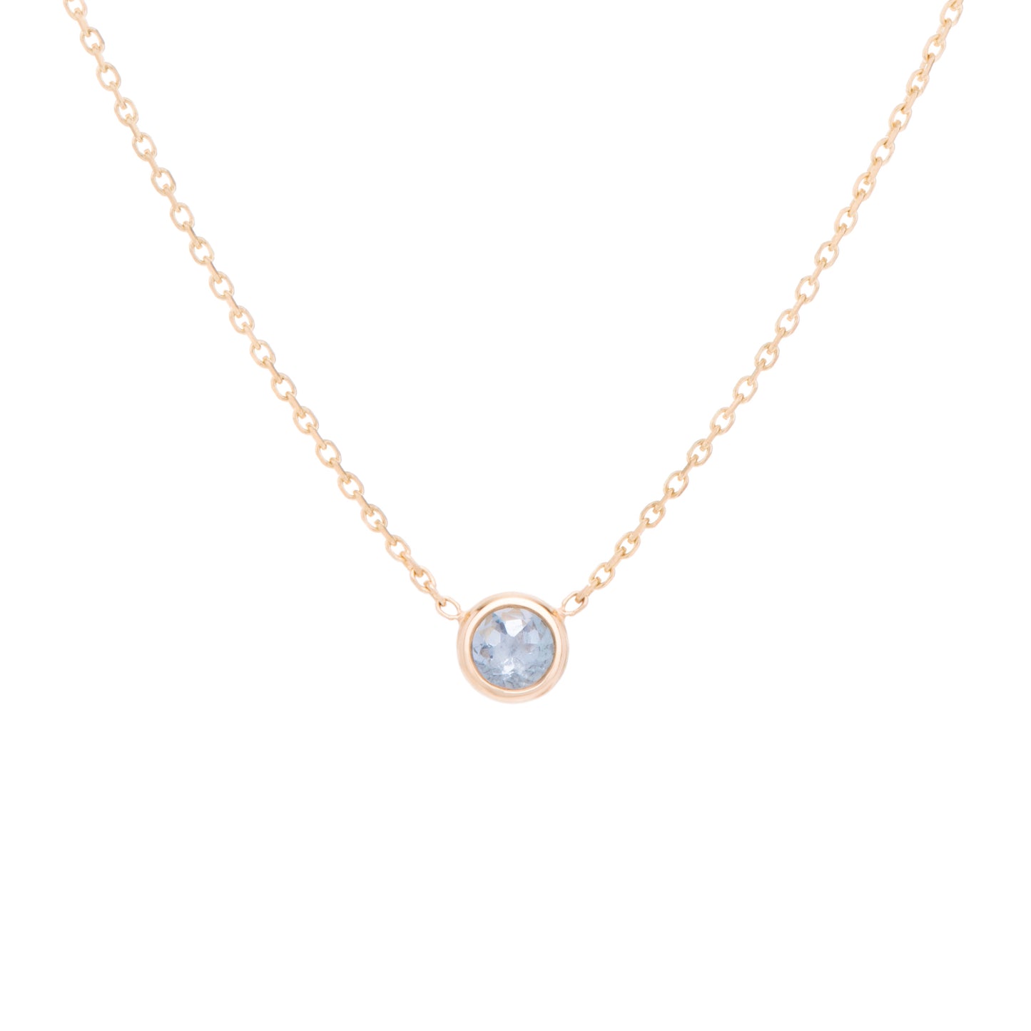classic birthstone pale teal blue aquamarine necklace, celebrating the month of March. Consisting of 18k gold chain with extenders to personalise length of necklace/choker. Perfect as an anniversary, birthday or special occasion jewellery present.