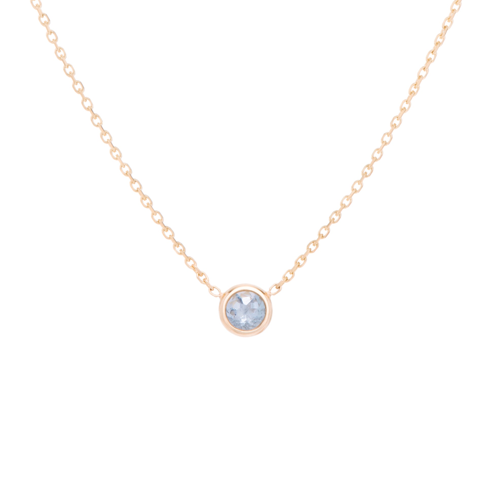 classic birthstone pale teal blue aquamarine necklace, celebrating the month of March. Consisting of 18k gold chain with extenders to personalise length of necklace/choker. Perfect as an anniversary, birthday or special occasion jewellery present.