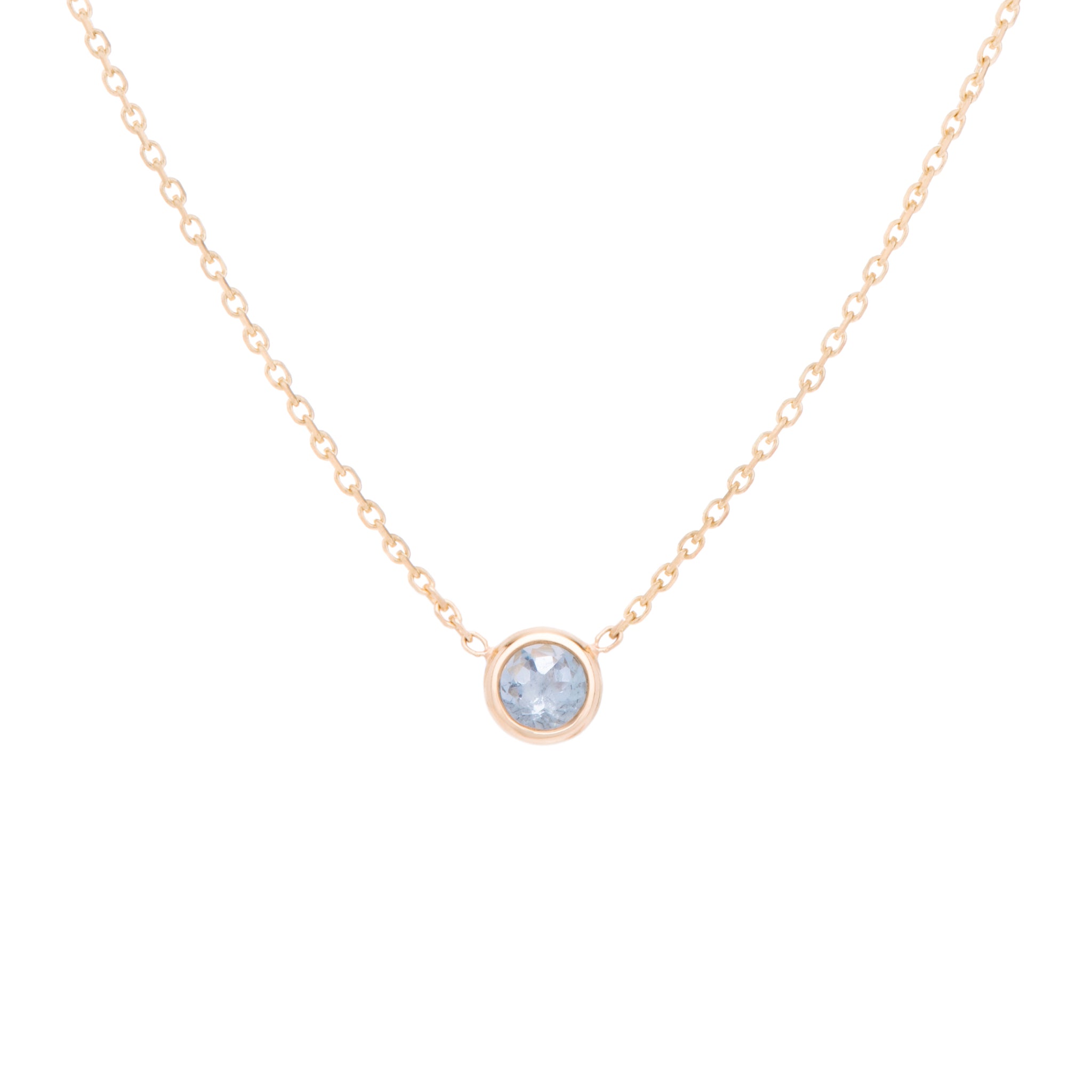 classic birthstone pale teal blue aquamarine necklace, celebrating the month of March. Consisting of 18k gold chain with extenders to personalise length of necklace/choker. Perfect as an anniversary, birthday or special occasion jewellery present.