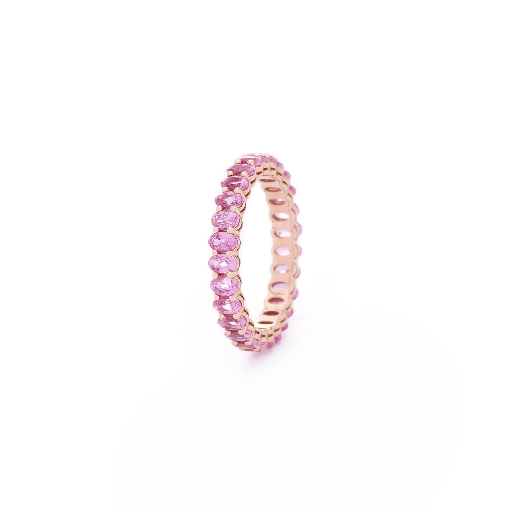 Pink oval custom cut petite sapphire 18K gold ring. Handcrafted in Australia, this piece is the epitome of everyday luxury fine jewellery.  