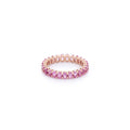 Pink oval cut sapphire ring. Handcrafted in Australia from with custom cut petite size natural sapphires within 18K gold band. All stones individually assessed by certified gemologist.
