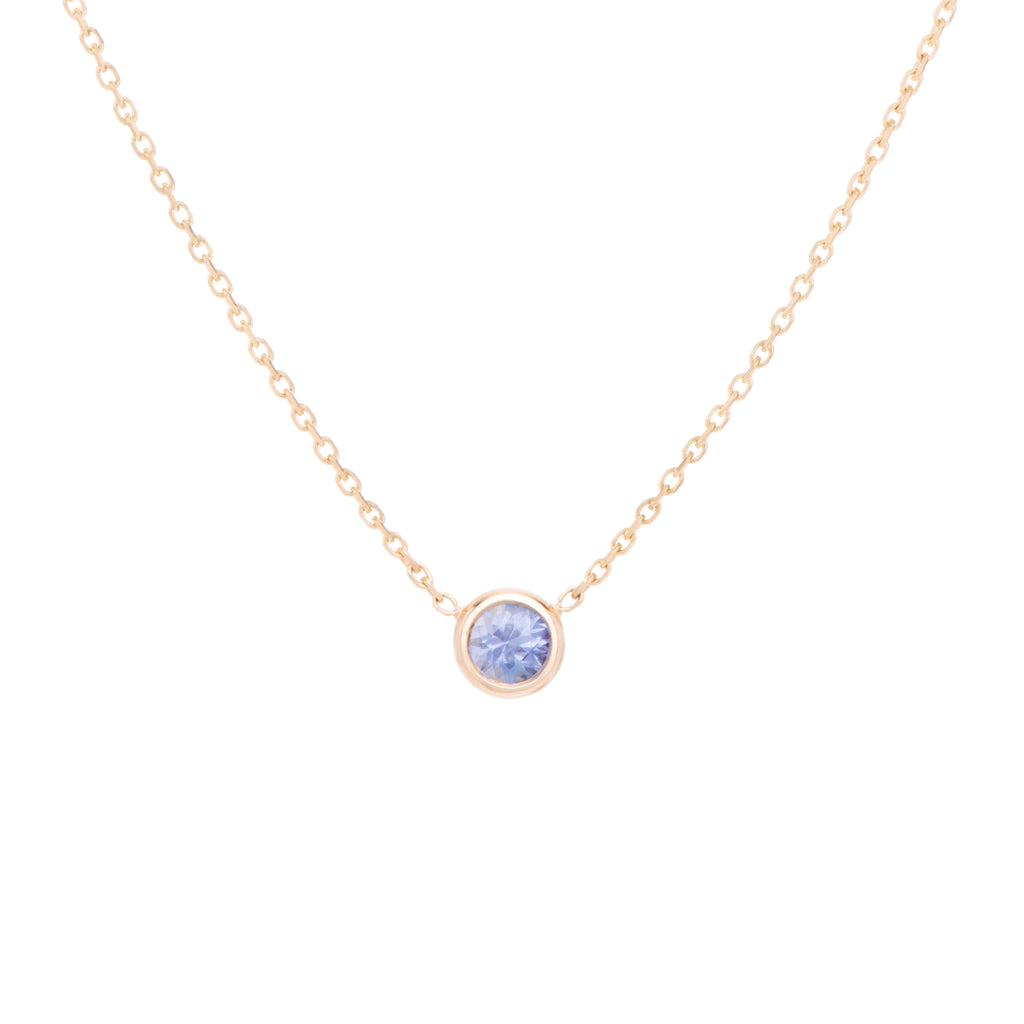 The light violet-blue variety Sapphire necklace, celebrates the month of October. Consisting of 18k gold chain with extenders to personalise length of necklace/choker. Perfect as an anniversary, birthday or special occasion jewellery present.