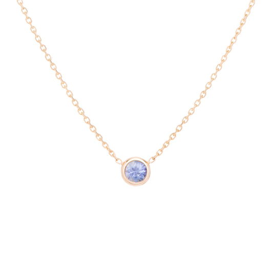 The light violet-blue variety Sapphire necklace, celebrates the month of October. Consisting of 18k gold chain with extenders to personalise length of necklace/choker. Perfect as an anniversary, birthday or special occasion jewellery present.