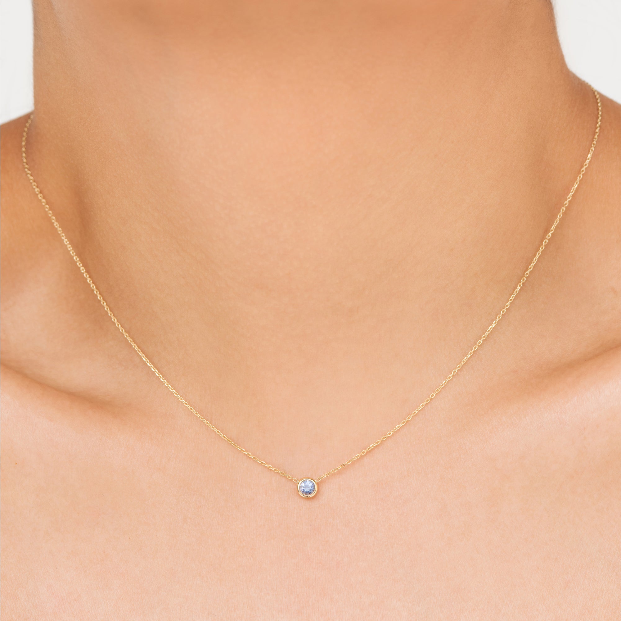 The light violet-blue variety Sapphire necklace, celebrates the month of October. Consisting of 18k gold chain with extenders to personalise length of necklace/choker. Perfect as an anniversary, birthday or special occasion jewellery present.