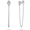 Gorgeous pair of contemporary chain earrings that is looped around the ear lobe and is connected to the butterfly back. Easy to put on and take off with no chance of losing it! Featuring 0.01ct Round Brilliant cut diamond on each side made from solid 9ct White Gold